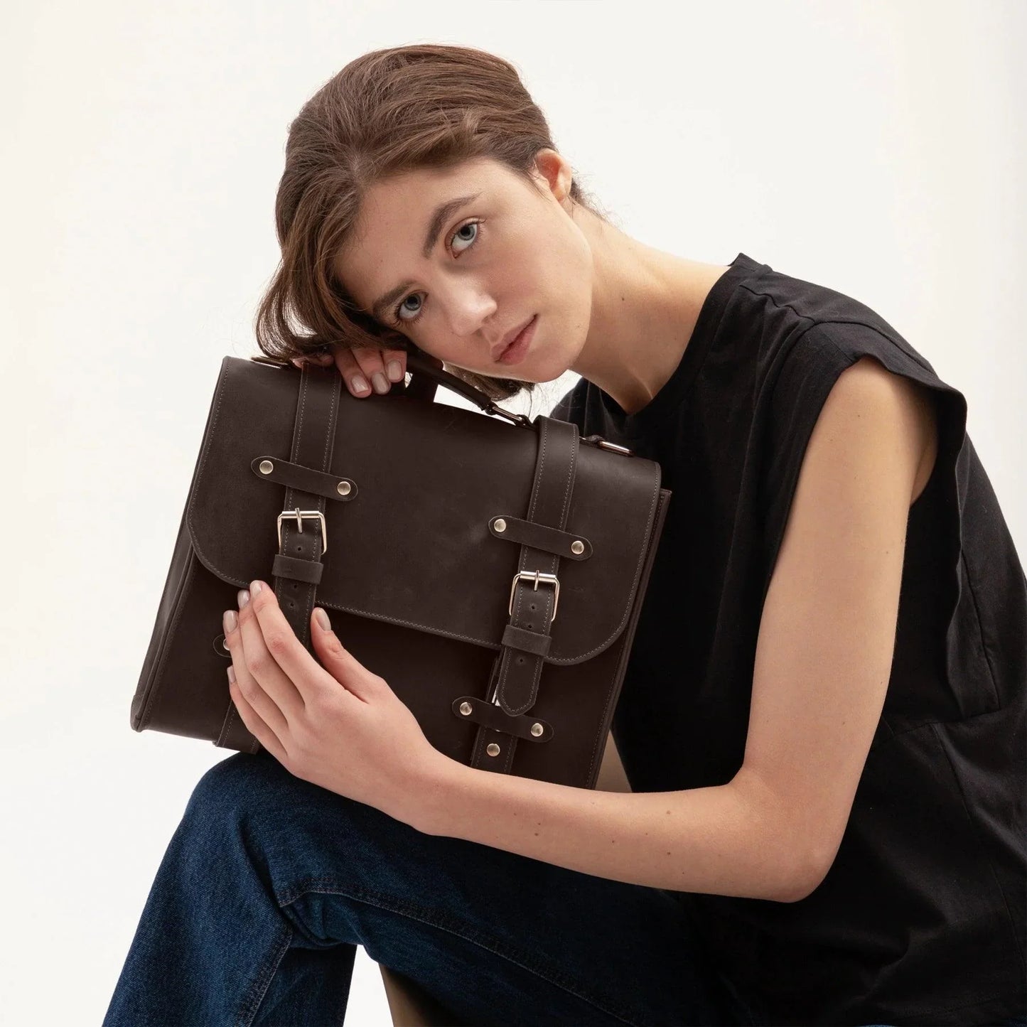 Genuine Leather Briefcase Bag Lora | Women's Work Bag-12