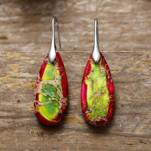 Out of State - Teardrop Shape Natural Stone Dangle Earrings