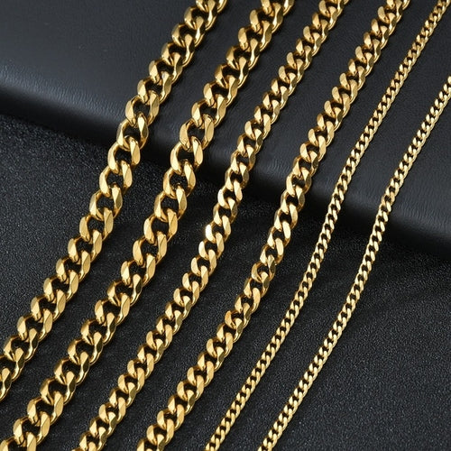Basic Punk Stainless Steel 3,5,7mm Curb Cuban Necklaces For Men Women