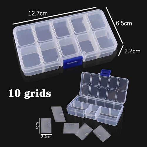Plastic Jewelry Box 10/15/24 Compartment Slot Organizer Storage Beads
