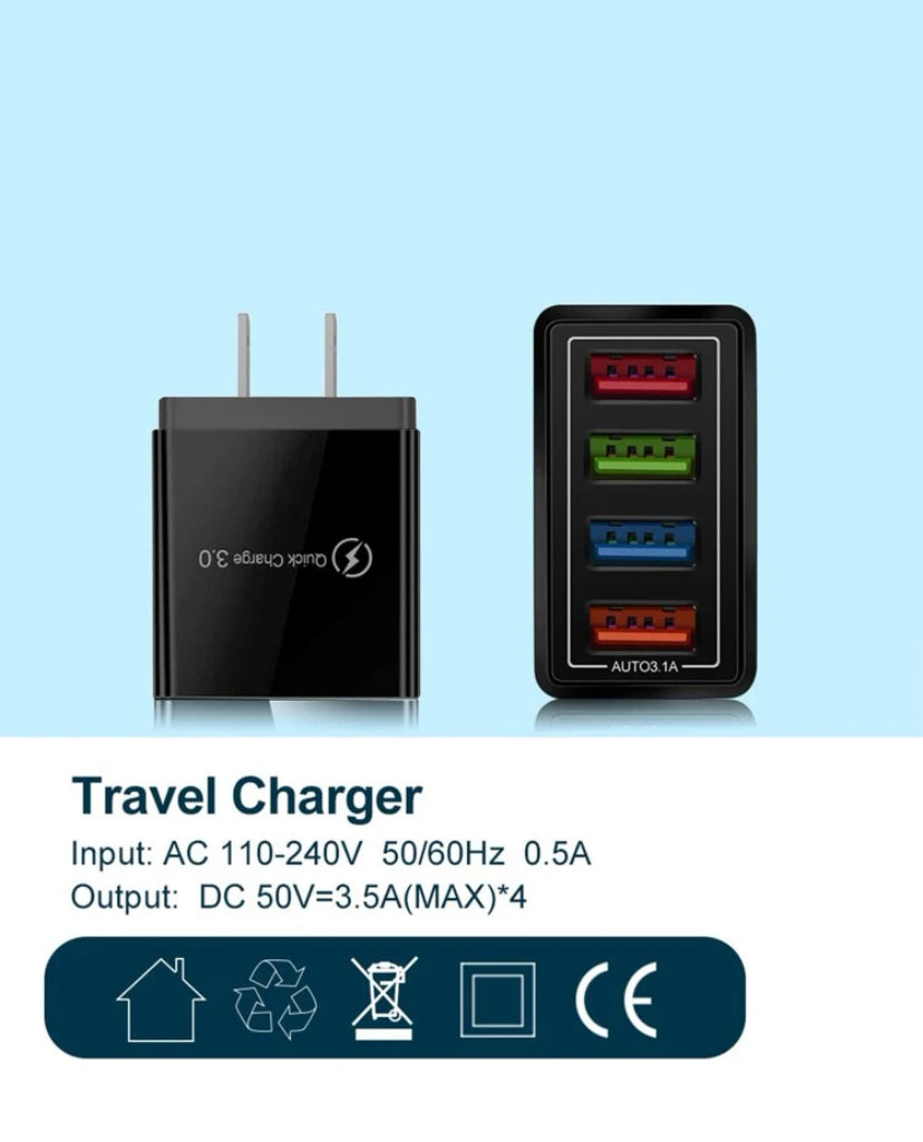 USB Wall Charger Plug Block Cube 4 Port Portable Quick Charger-3