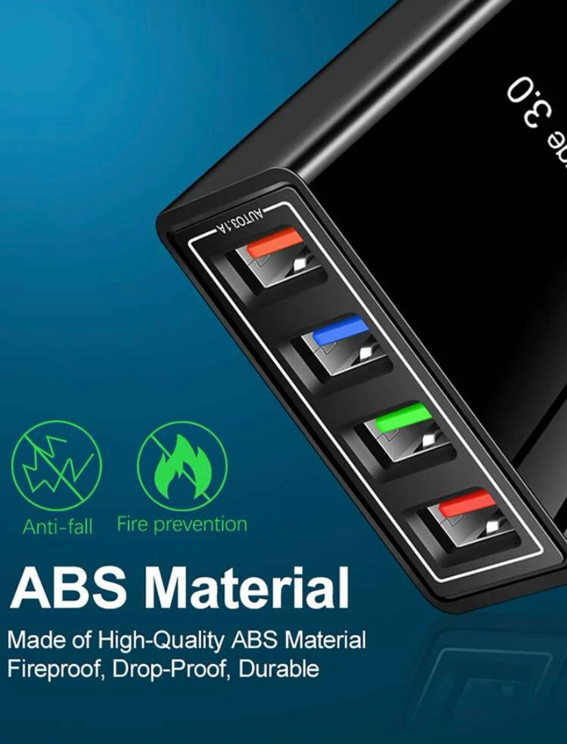 USB Wall Charger Plug Block Cube 4 Port Portable Quick Charger-4