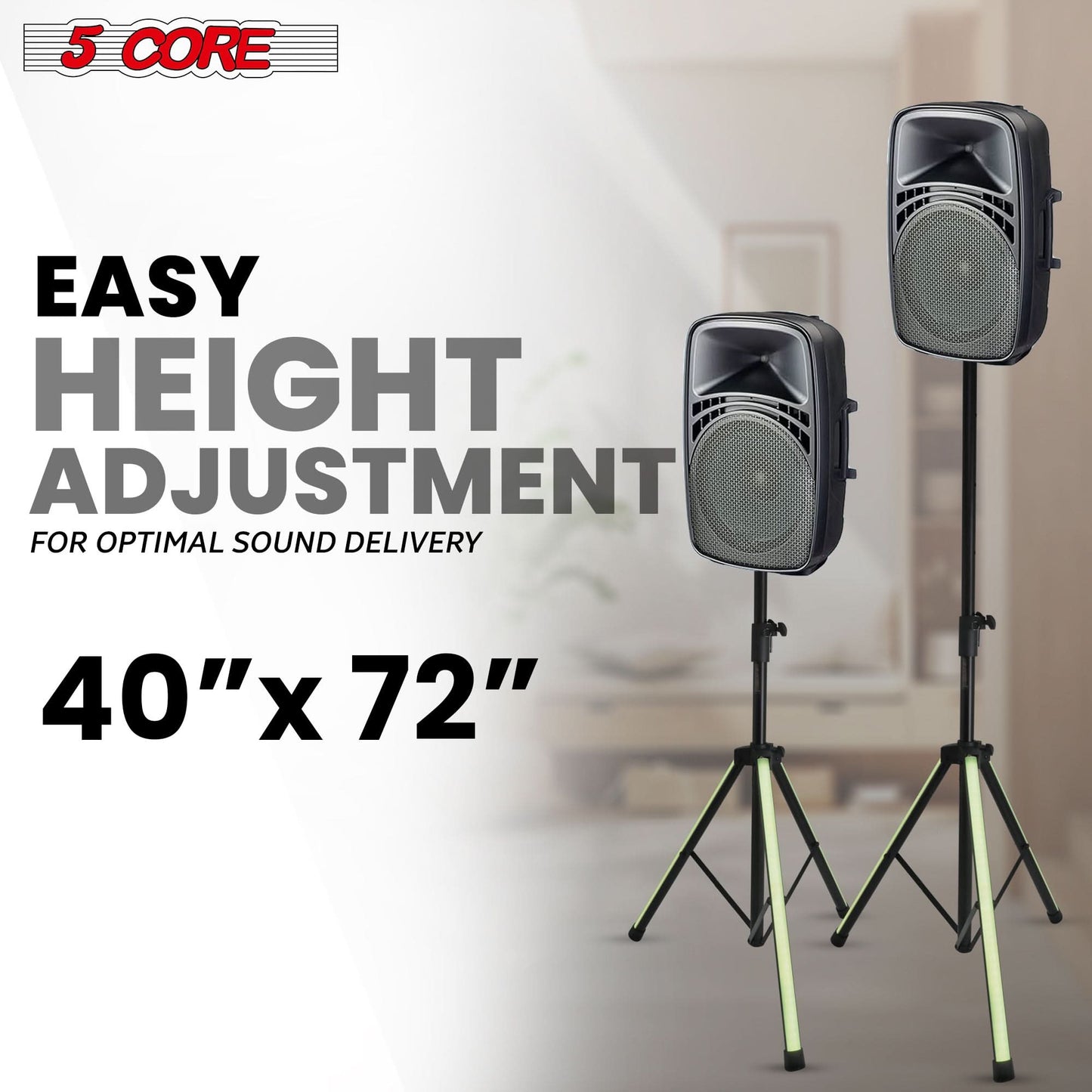 5Core Speaker Stand Tripod w RGB Lights Adjustable 72 Inch DJ Studio Monitor Stands-1