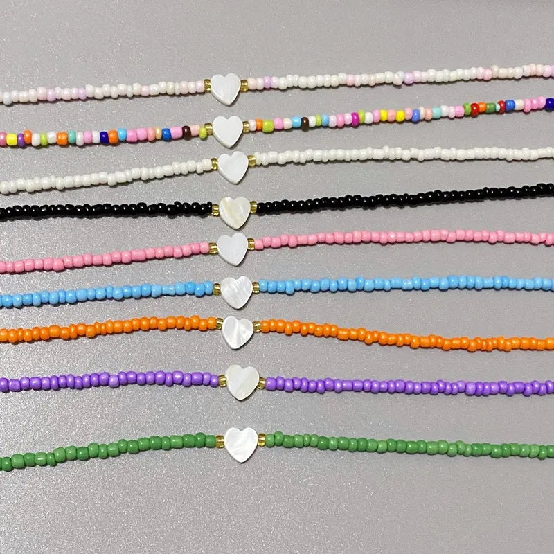 New Nature Shell Love Heart Choker Necklace for Girl Spring Summer