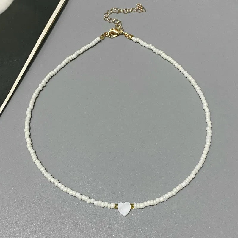 New Nature Shell Love Heart Choker Necklace for Girl Spring Summer