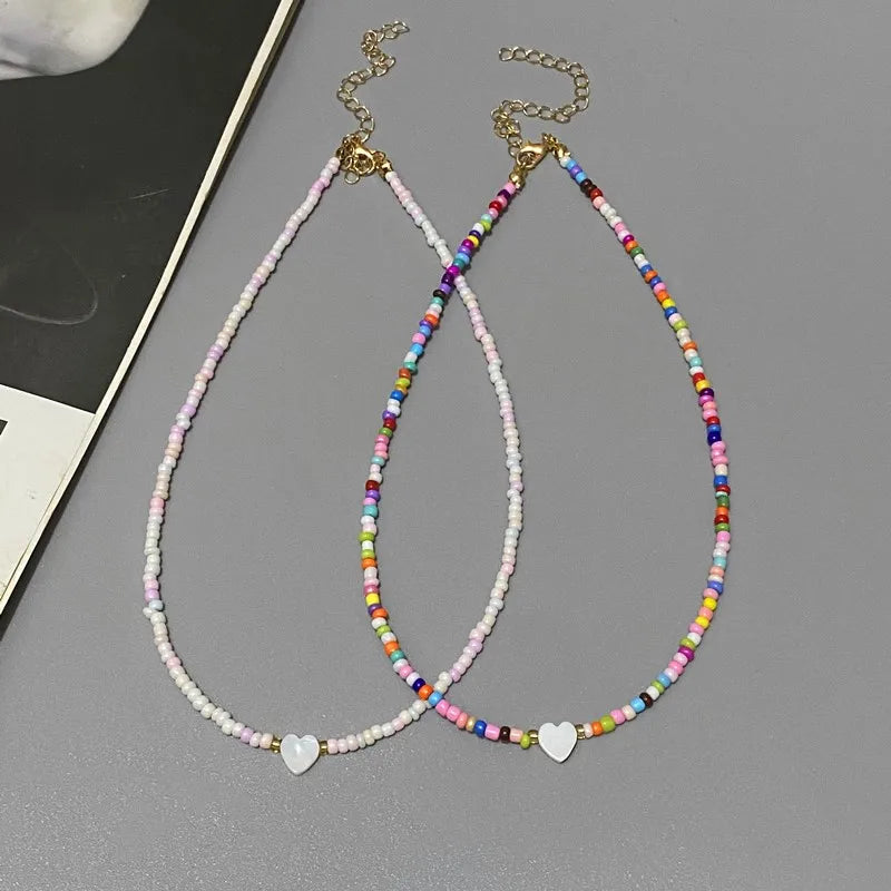 New Nature Shell Love Heart Choker Necklace for Girl Spring Summer