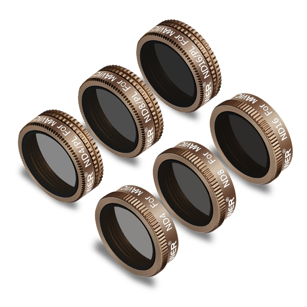 6 Pieces Pro Lens Filter Kit for DJI Mavic Air Drone Quadcopter Includes: ND4 ND8 ND16 ND4/PL ND8/PL ND16/PL (Gold)-0