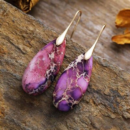 Out of State - Teardrop Shape Natural Stone Dangle Earrings