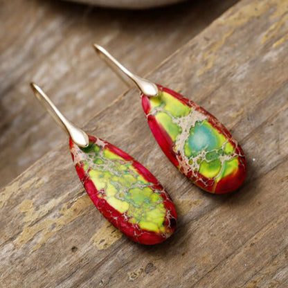 Out of State - Teardrop Shape Natural Stone Dangle Earrings