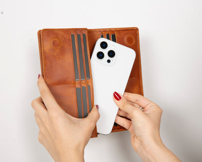 Sedona Leather Unisex Wallet – Genuine Leather Wallet with Phone Pocket & Card Organizer-8