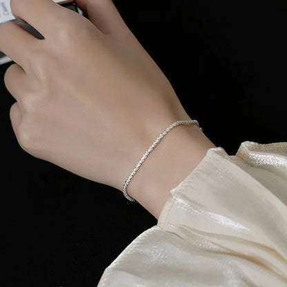 New Popular Silver Colour Sparkling Clavicle Chain Necklace Women