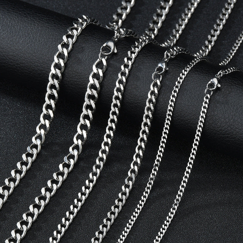 Basic Punk Stainless Steel 3,5,7mm Curb Cuban Necklaces For Men Women