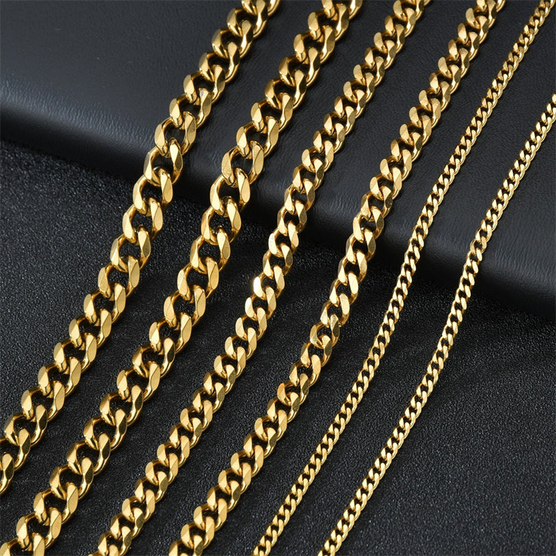 Basic Punk Stainless Steel 3,5,7mm Curb Cuban Necklaces For Men Women