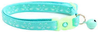 Glowing Cat Faces Breakaway Cat Collar-2