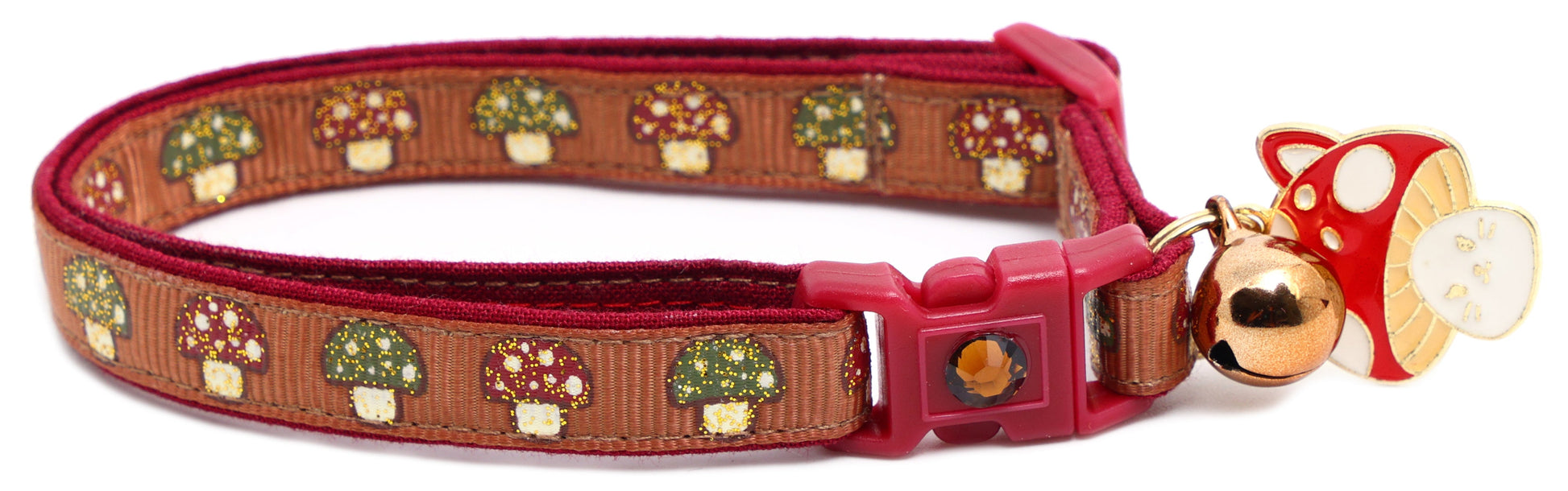 Woodland Mushrooms Breakaway Cat Collar-4
