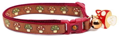 Woodland Mushrooms Breakaway Cat Collar-4