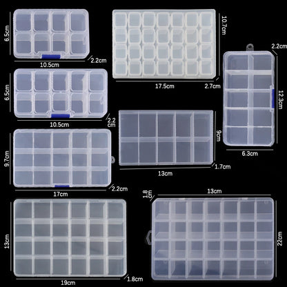 Plastic Jewelry Box 10/15/24 Compartment Slot Organizer Storage Beads