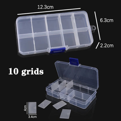 Plastic Jewelry Box 10/15/24 Compartment Slot Organizer Storage Beads