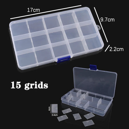 Plastic Jewelry Box 10/15/24 Compartment Slot Organizer Storage Beads