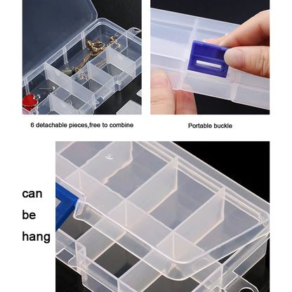 Plastic Jewelry Box 10/15/24 Compartment Slot Organizer Storage Beads