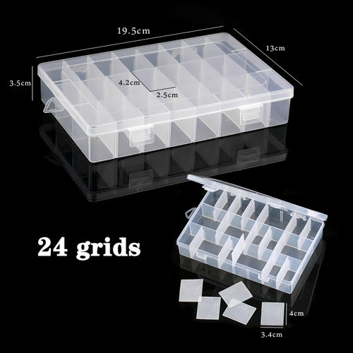 Plastic Jewelry Box 10/15/24 Compartment Slot Organizer Storage Beads
