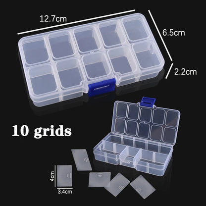 Plastic Jewelry Box 10/15/24 Compartment Slot Organizer Storage Beads