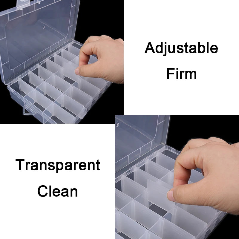 Plastic Jewelry Box 10/15/24 Compartment Slot Organizer Storage Beads