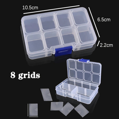 Plastic Jewelry Box 10/15/24 Compartment Slot Organizer Storage Beads