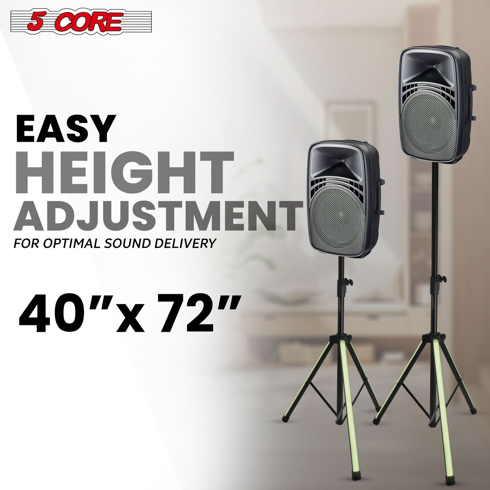 5Core Speaker Stand Tripod w RGB  Lights Adjustable 72 Inch DJ Studio Monitor Stands-1