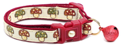 Woodland Mushrooms Breakaway Cat Collar-7