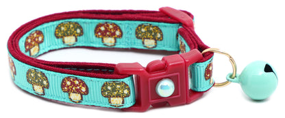 Woodland Mushrooms Breakaway Cat Collar-5