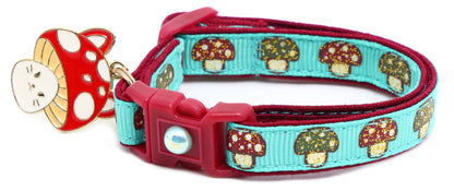Woodland Mushrooms Breakaway Cat Collar-12