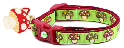 Woodland Mushrooms Breakaway Cat Collar-15