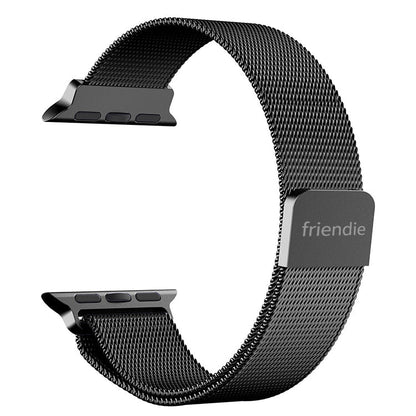 Stainless Steel Link Woven Mesh Infinite Loop Band - The Melbourne in Black Large - Compatible with Apple Watch Size 42mm to 45mm-1