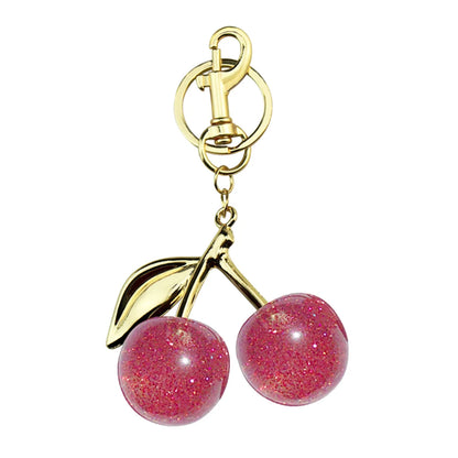 Delicious Red Fruit Crystal Cherry Pendant Keychain Suitable for Coach