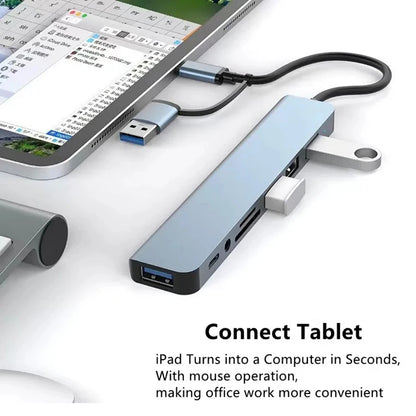 USB C Hub USB Splitter 8 in 1 USB Extender with 4 USB Port 1 USBC Port