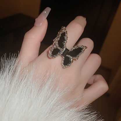 Delicate Flower Open Ring Rhinestone Imitation Pearl Rings Ladies