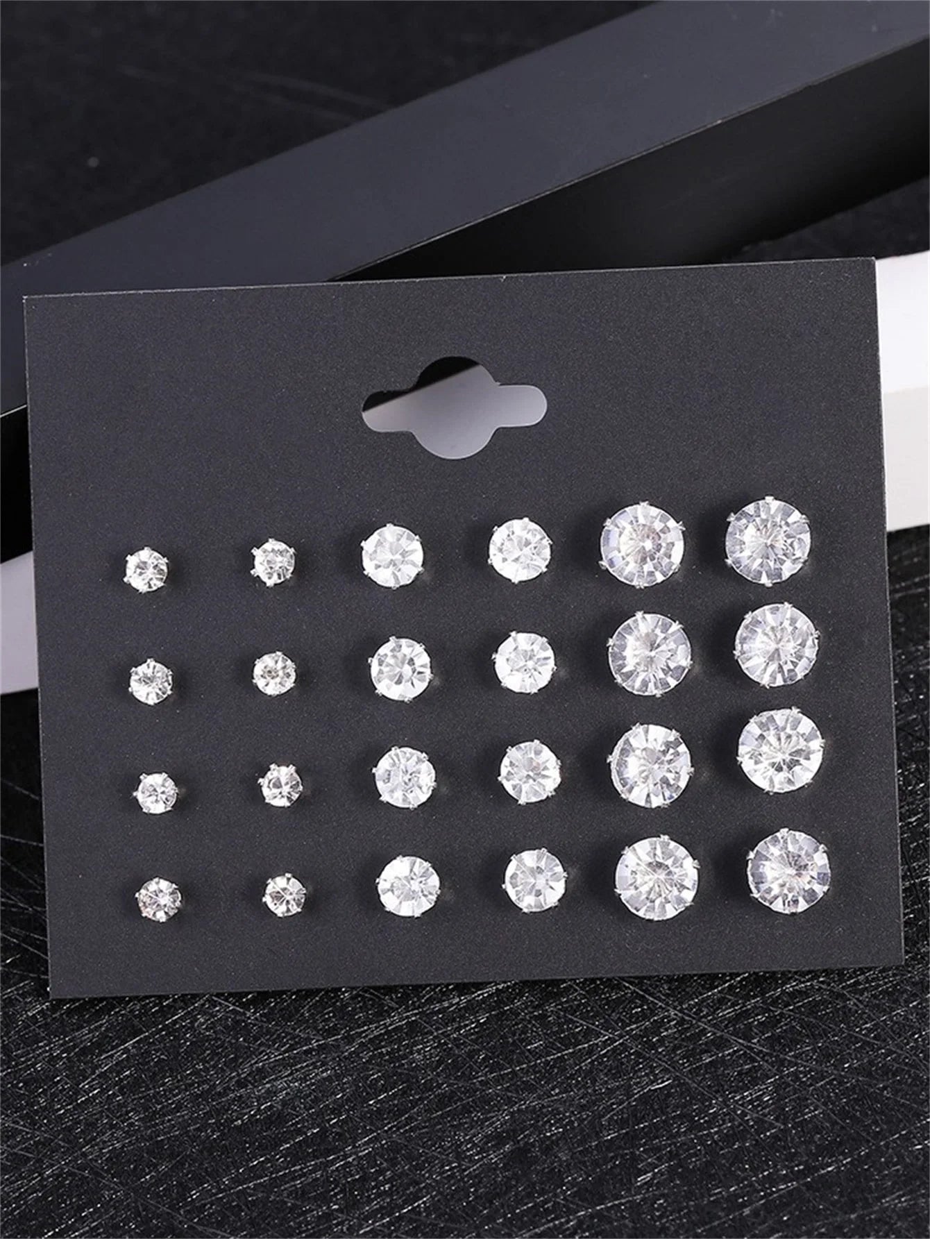 New 12 Pair/Pack White Shiny Wedding Stud Earrings Set For Women Men