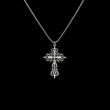 Y2K Punk Crystal Big Cross Pendant Necklaces for Women Men Gothic