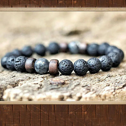 Unique Natural Lava Stone Bracelet For Men 8mm Beads Healing Strand