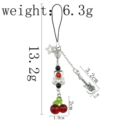 Delicious Red Fruit Crystal Cherry Pendant Keychain Suitable for Coach