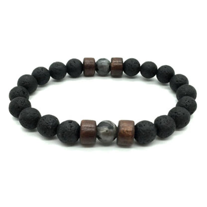 Unique Natural Lava Stone Bracelet For Men 8mm Beads Healing Strand