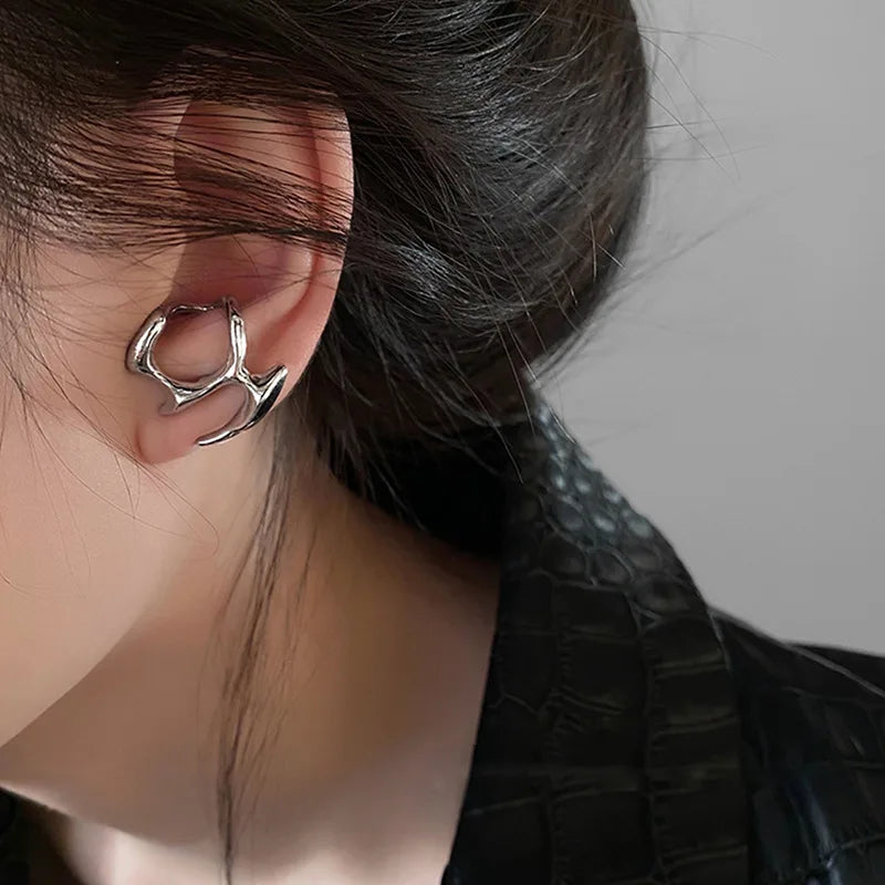 Y2K Irregular Liquid Earrings for Women Silver Color Hip-Hop Punk