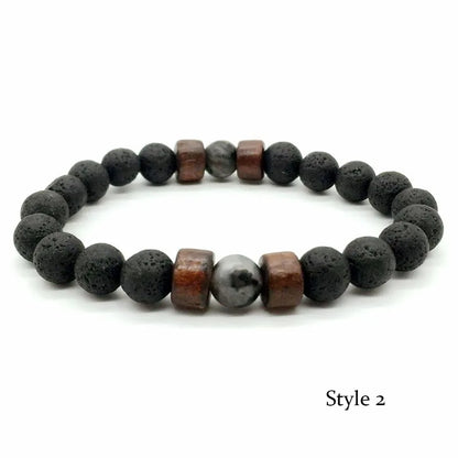Unique Natural Lava Stone Bracelet For Men 8mm Beads Healing Strand