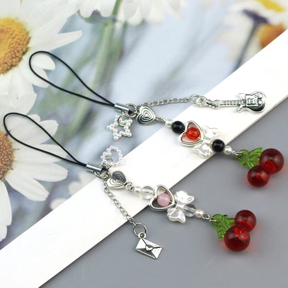 Delicious Red Fruit Crystal Cherry Pendant Keychain Suitable for Coach