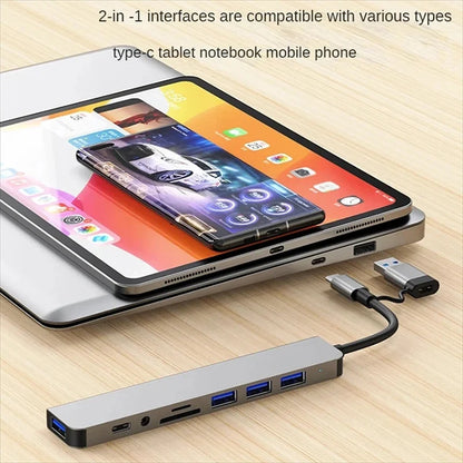 USB C Hub USB Splitter 8 in 1 USB Extender with 4 USB Port 1 USBC Port