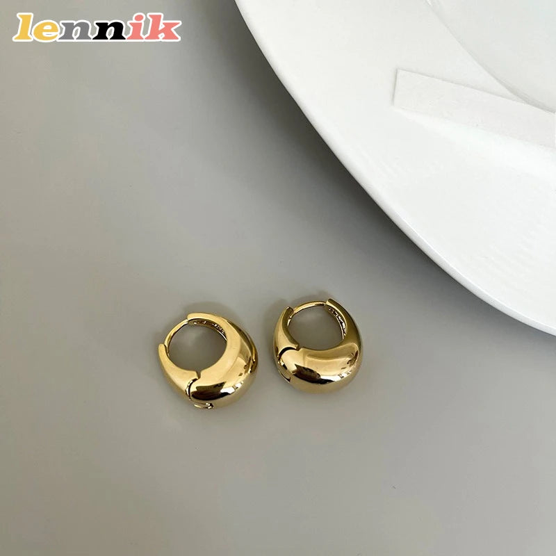 LENNIKOval Elegant Earrings, Women’s 3D Metal Design, Fit for