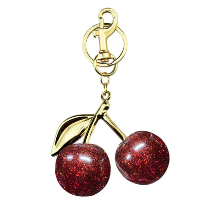 Delicious Red Fruit Crystal Cherry Pendant Keychain Suitable for Coach