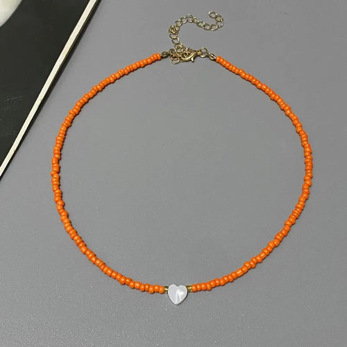 New Nature Shell Love Heart Choker Necklace for Girl Spring Summer