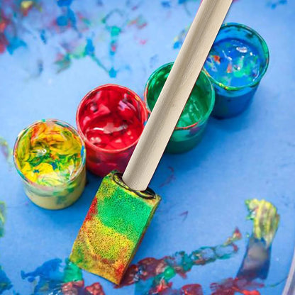 10Pcs Sponge Brush Wooden Handle Watercolor Oil Stain Art Craft